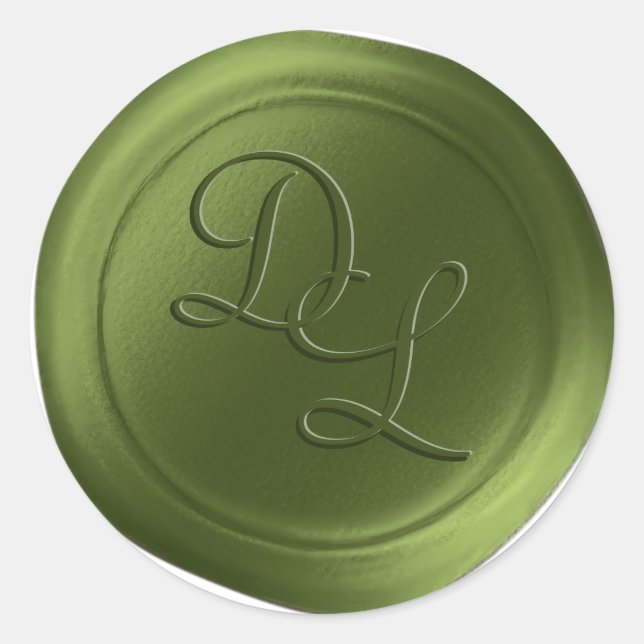 Moss Green 2 Letra Monograma Pegatinas de sellos d (Anverso)