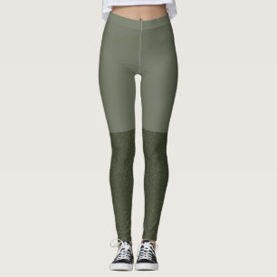 Moss Green Block Leggings con piernas texturadas