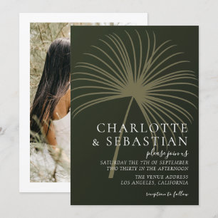 Moss Green Botanical Fan Elegant Wedding