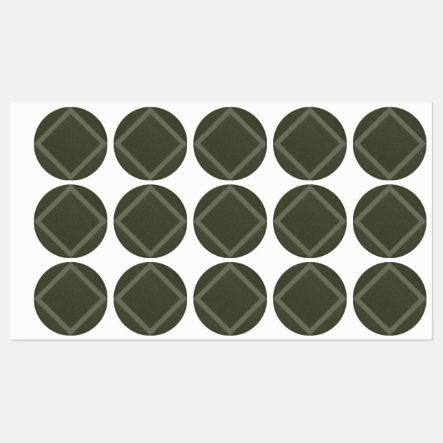 Moss Green Diamond Frame Circle Pegatinas (Hoja)