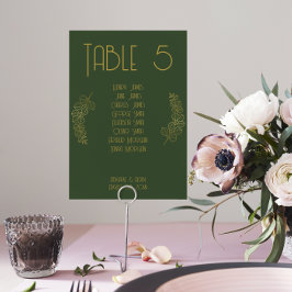 Moss Green Elegant Classic Boda Número de mesa