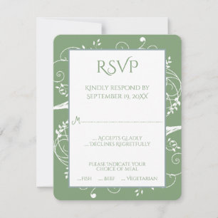 Moss Green Flourish Wedsh Tarjeta RSVP