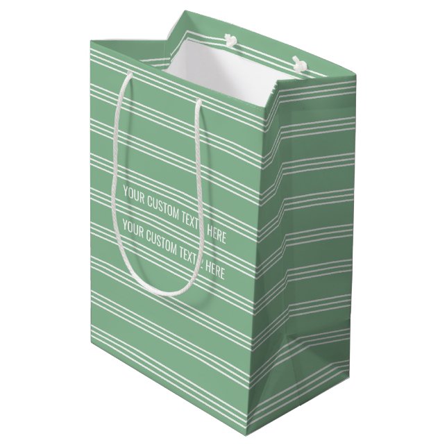 Moss Green Stripes personalizado bolsas de texto (Angulo reverso)