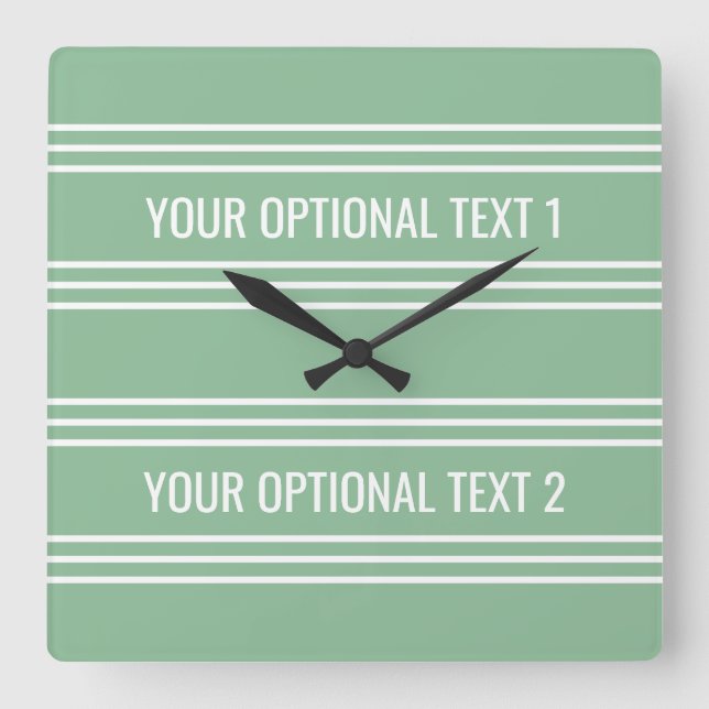 Moss Green Stripes reloj de pared personalizado (Anverso)