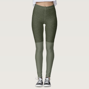 Moss Green Textured Leggings - Personalizable
