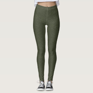 Moss Green Textured Look Leggings - Personalizable