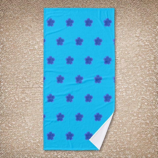 Moss Rosa Flor patrón sin foco en azul claro (Moss Rose flower seamless pattern on light blue bath towel)