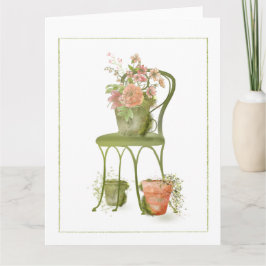 Mossy Garden Flower Pots Blank Tarjeta de felicita