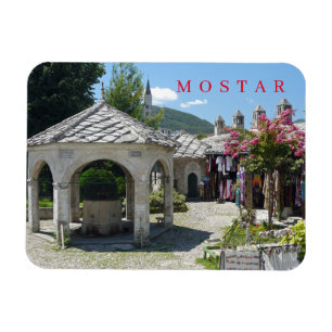 Mostar mezquita patio vista imán frigorífico