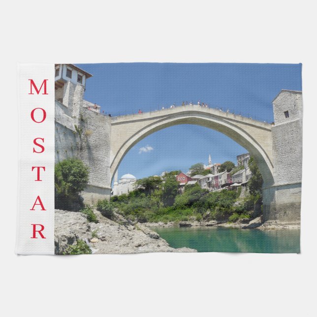 Mostar Old Bridge mira la toalla de té (Horizontal)