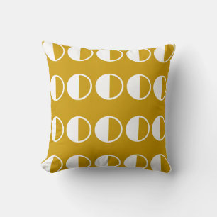 mostaza amarillo retro blanco círculo almohada