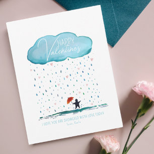 Mostrada con la tarjeta de San Valentín de amor