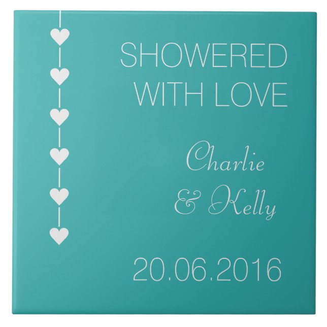 MOSTRADO CON personalizado AMOR de texto y azulejo (Frente)