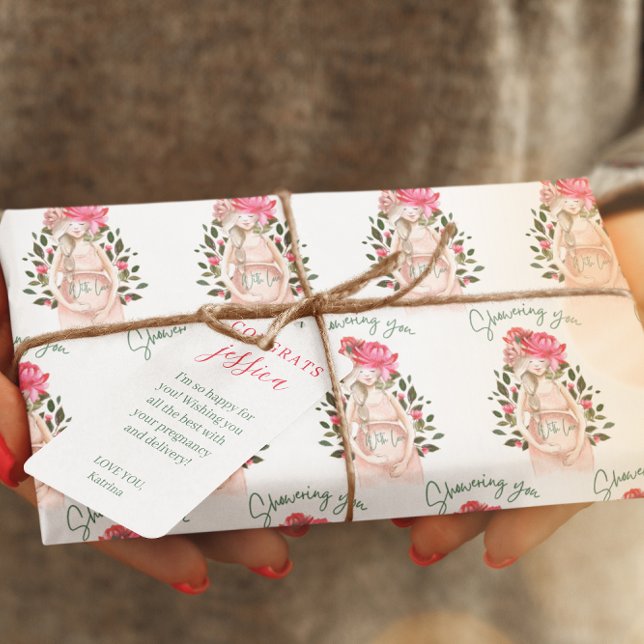 Mostrándote Con Amor Envolver Hojas De Papel (Congratulate a special mommy to be with these, "Showering you with love" wrapping paper sheets! )