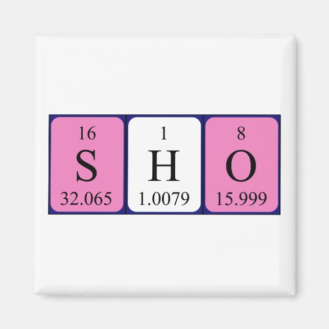 Mostrar imán de nombre de tabla periódica (Frente)