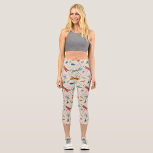 Moth Pattern Capri Leggings
