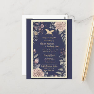 Moth, Rose & Thistle Tarjeta Postal de Boda II