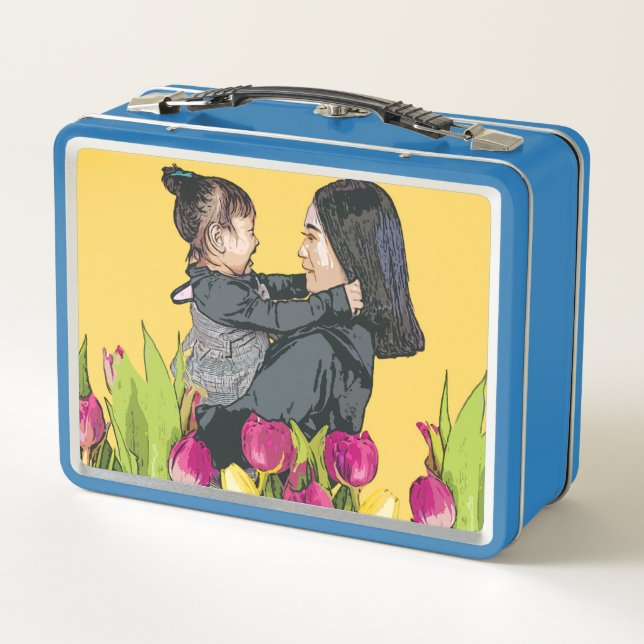 Mother & Child Love Illustration Metal Lunchbox (Reverso)