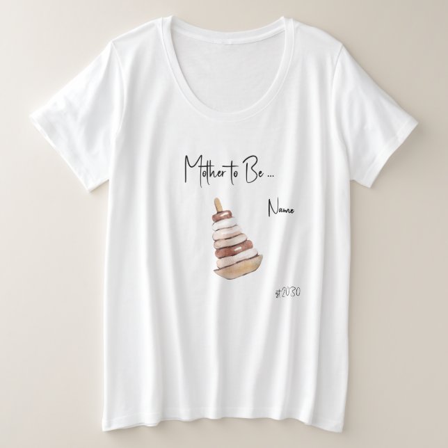 Mother-to-Be Boho Baby Shower Plus Size T-Shirt (Anverso del diseño)