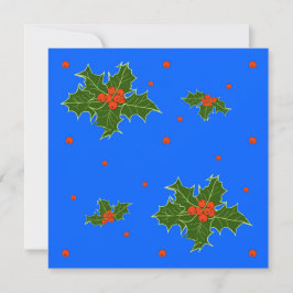 Motif de los Navidades Holly (Ilex) sobre el azul