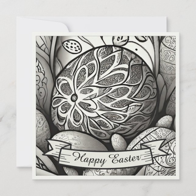 Motif de Pascua b/w personalizado con huevos de Pa (Anverso)