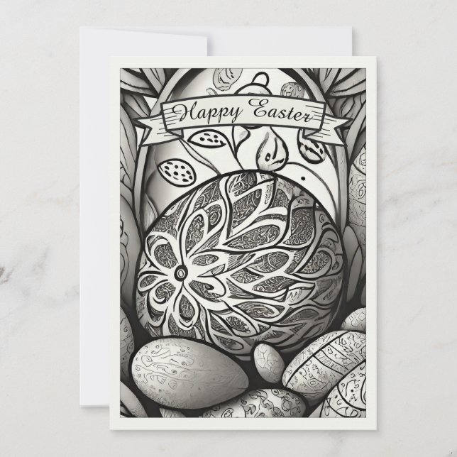 Motif de Pascua b/w personalizado con huevos de Pa (Anverso)