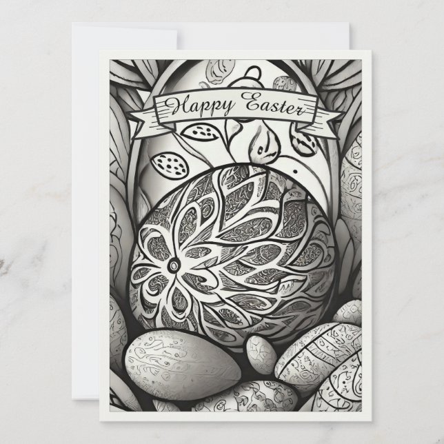 Motif de Pascua b/w personalizado con huevos de Pa (Anverso)