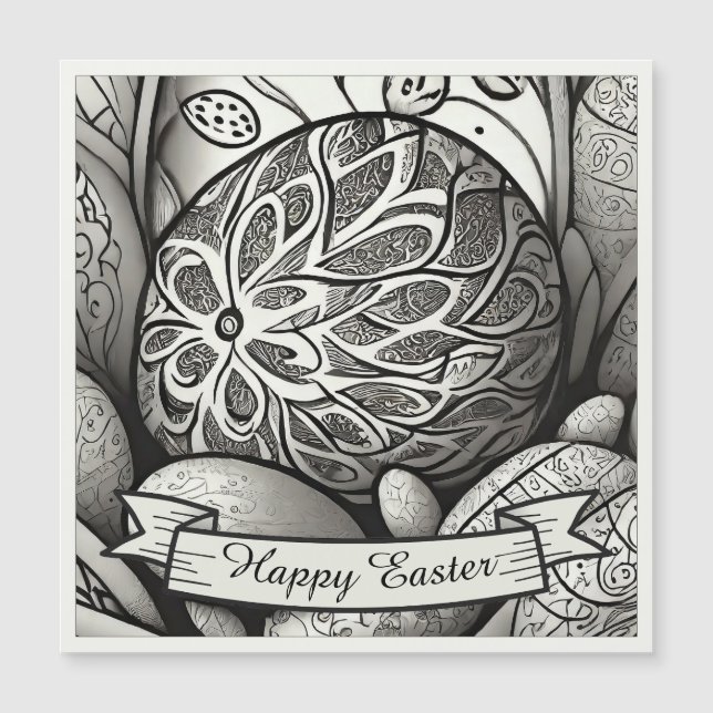 Motif de Pascua b/w personalizado con huevos de Pa (Anverso)