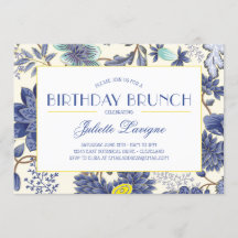 Motif floral en la invitación amarillo y azul