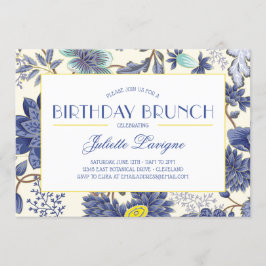 Motif floral en la invitación amarillo y azul