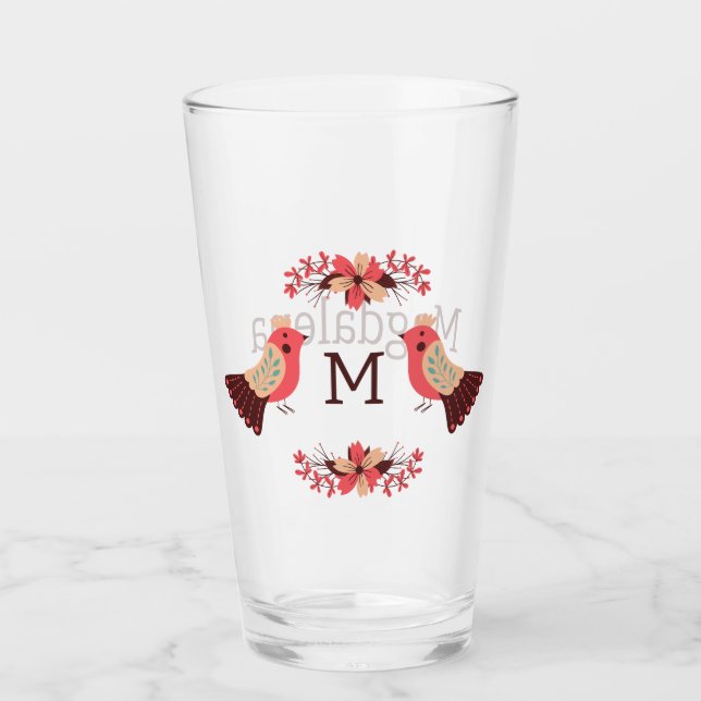 Motif folclórico escandinavo con aves y flores (Anverso)