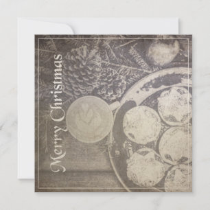 Motif vintage de Navidad con galletas y café