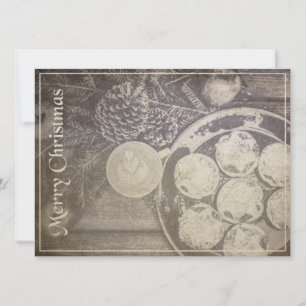 Motif vintage de Navidad con galletas y café