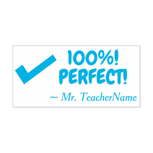 Motivador "100%! ¡PERFECTO!" Sello de caucho del p