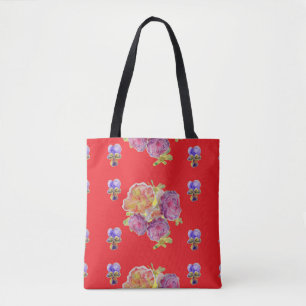 Motivo de la bolsa de compras de los rosas de la r