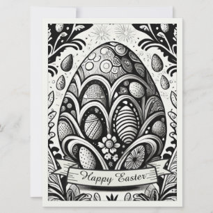 Motivo de Pascua Dibujo en B/N con Huevos de Pascu