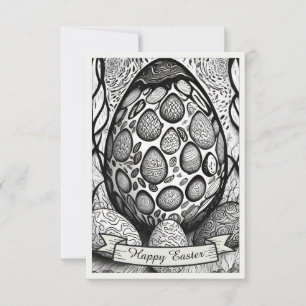 Motivo de Pascua dibujo en blanco y negro con huev
