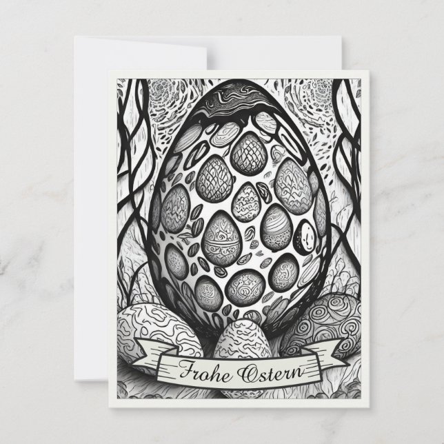Motivo de Pascua monocromo Cartoon con huevos de P (Anverso)