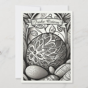 Motivo de Pascua monocromo Cartoon con huevos de P