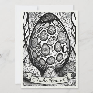 Motivo de Pascua monocromo Cartoon con huevos de P