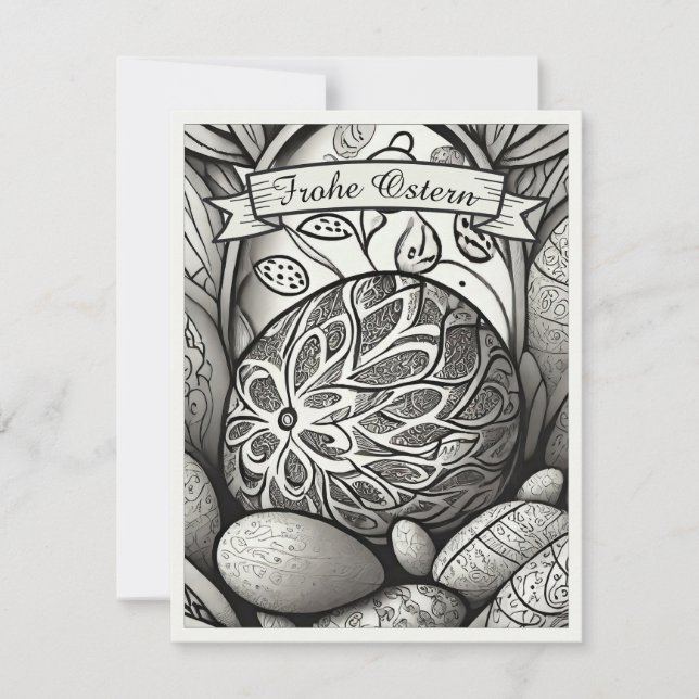 Motivo de Pascua monocromo Dibujos animados con hu (Anverso)