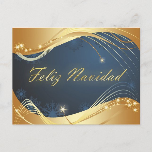 Motivo dorado de Navidad con fondo azul (Anverso)