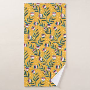 Motivo floral elegante con puntos y hojas verdes