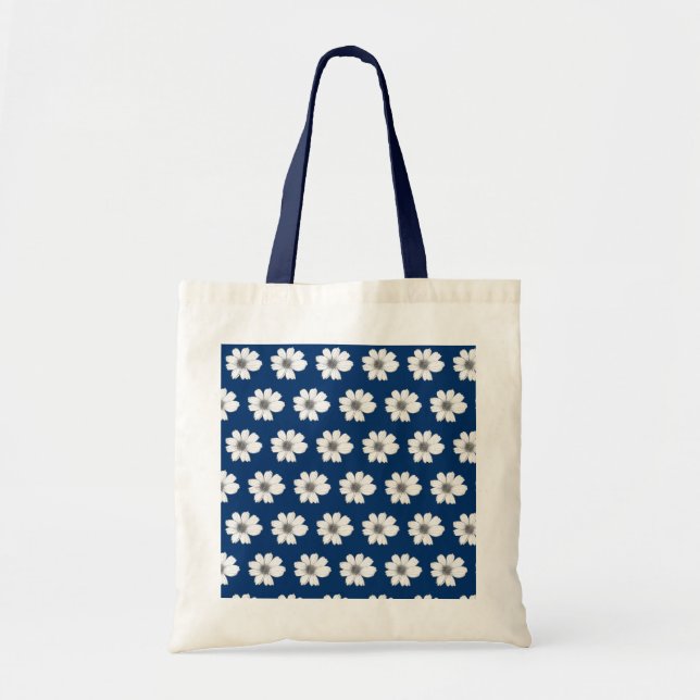Motivo floral Navy bolsa de té azul (Frente)