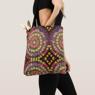 Motivo floral redondo de la bolsa de tocador