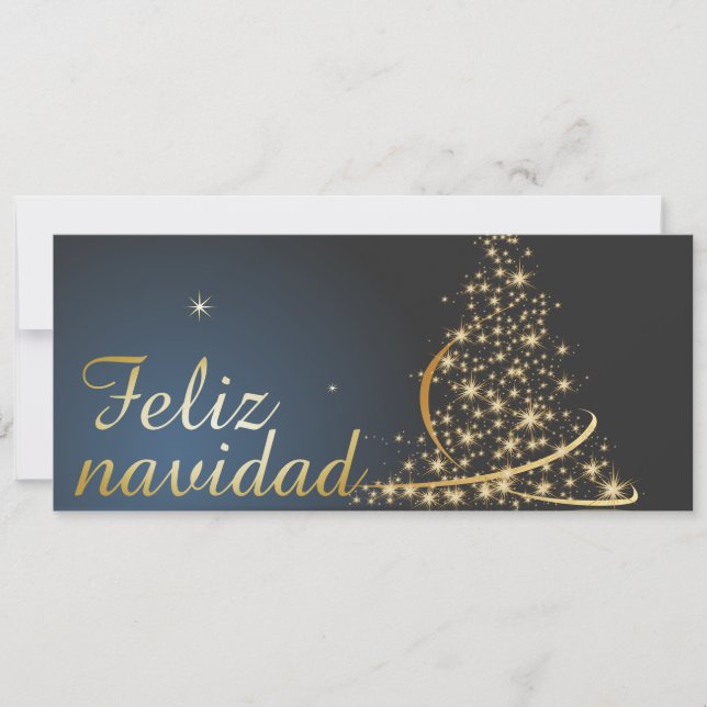 Motivo navideño azul con dorado Árbol de navidad. (Anverso)