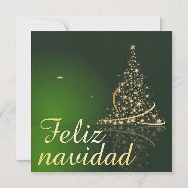 Motivo navideño verde con arbol de navidad. (Anverso)
