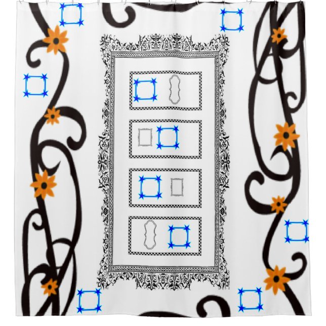 motivos abstractos espejo cortina de ducha blanco (Anverso)