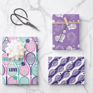 💜 Motivos de tenis púrpura en hojas de papel e