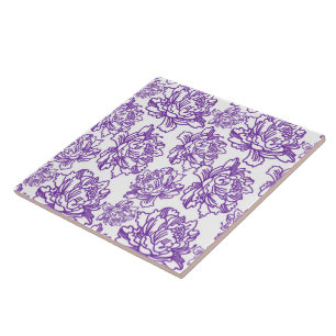 motivos florales de azulejos púrpura